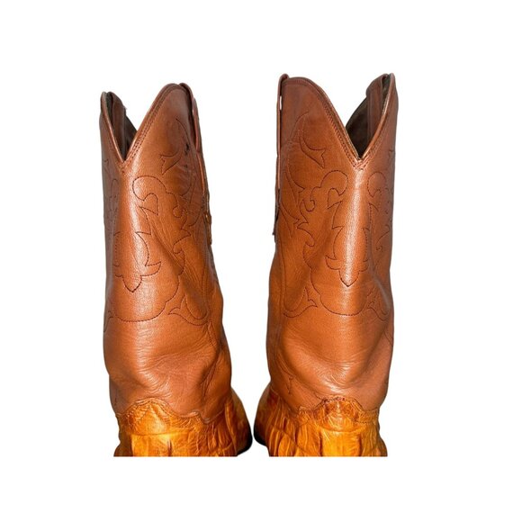 Rodeo Rider Crocodile Tail Western Boots Mens 9 Cowboy Leather Mid Calf Mid Calf - Picture 16 of 16